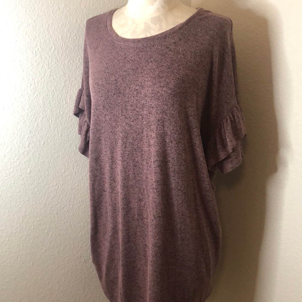 Plum flutter sleeve mini dress